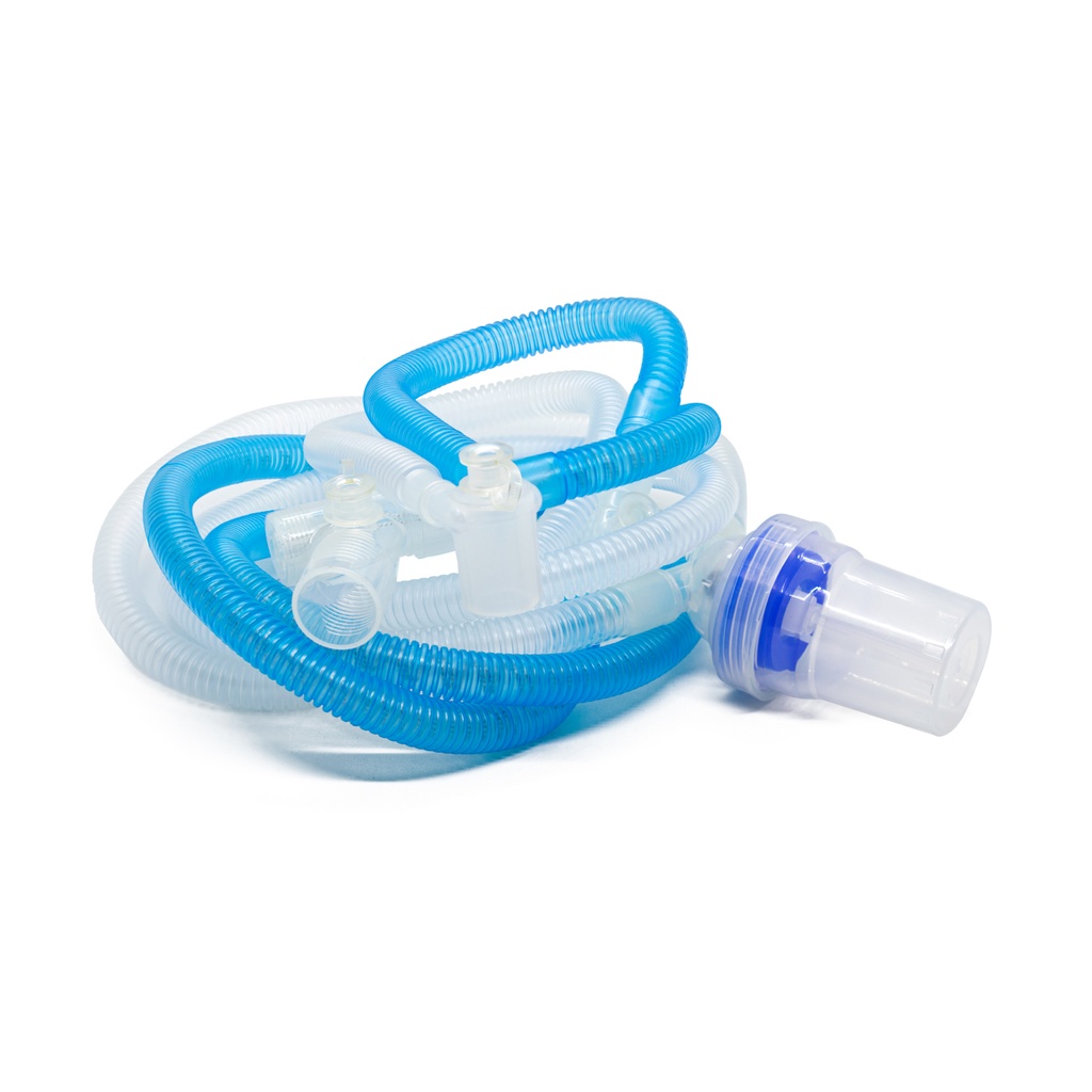 CIRCUITO CORRUGADO ADULTO CALEFACTADO EN UNA RAMA, CON 1 TRAMPA DE AGUA, 22MM X 150CM