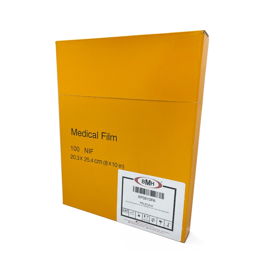 PELICULA RADIOGRAFICA 8 X 10" SENSIBLE AL AZUL CAJA C/100